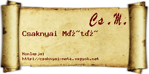 Csaknyai Máté névjegykártya